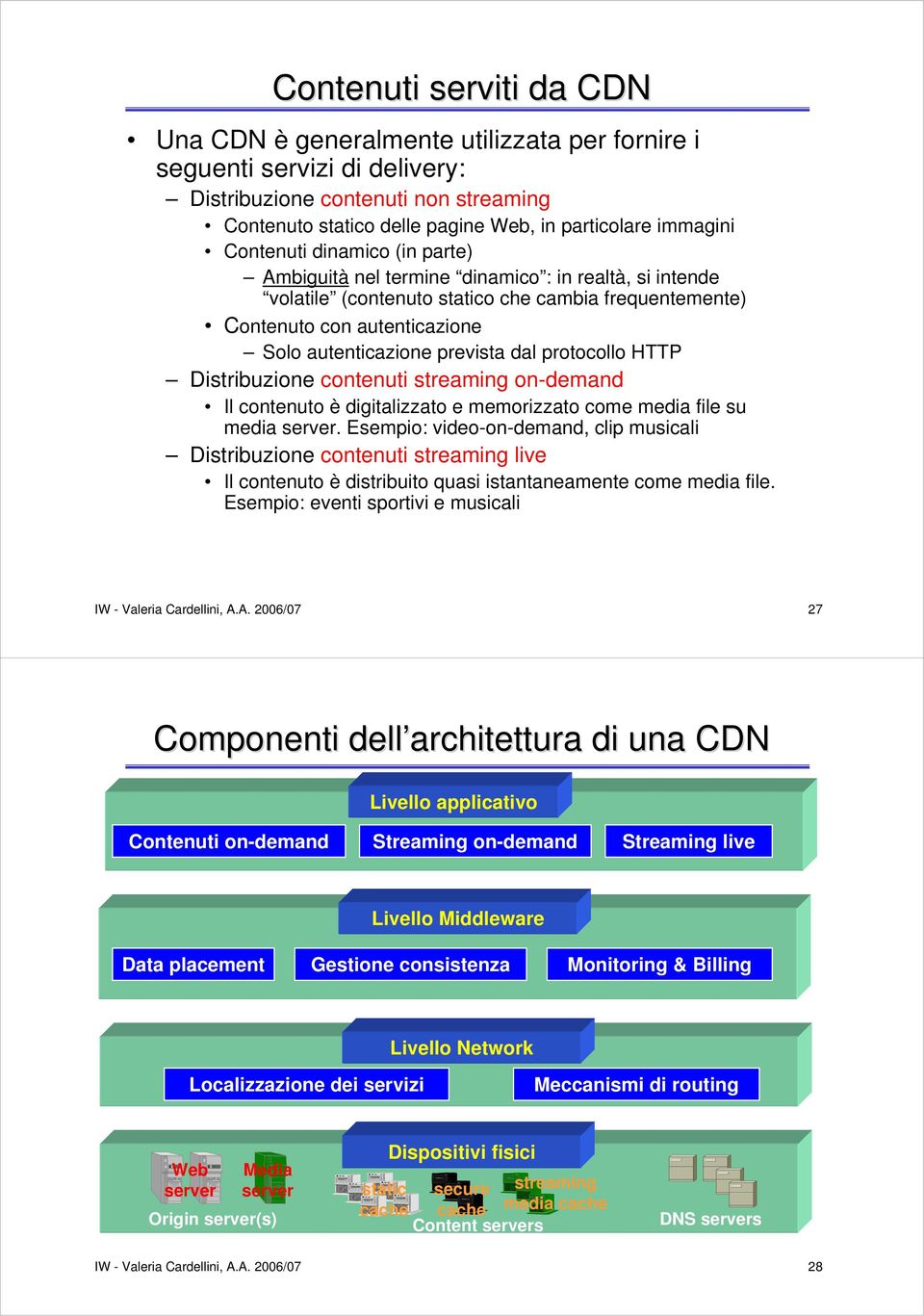 prevista dal protocollo HTTP Distribuzione contenuti streaming on-demand Il contenuto è digitalizzato e memorizzato come media file su media.