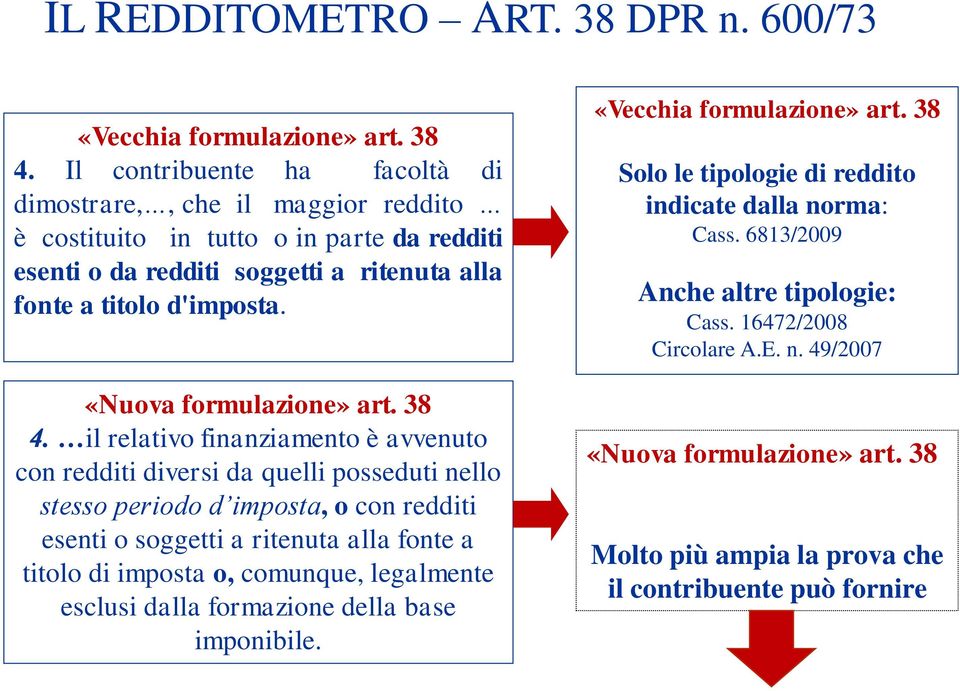 «Nuova formulazione» art. 38 4.