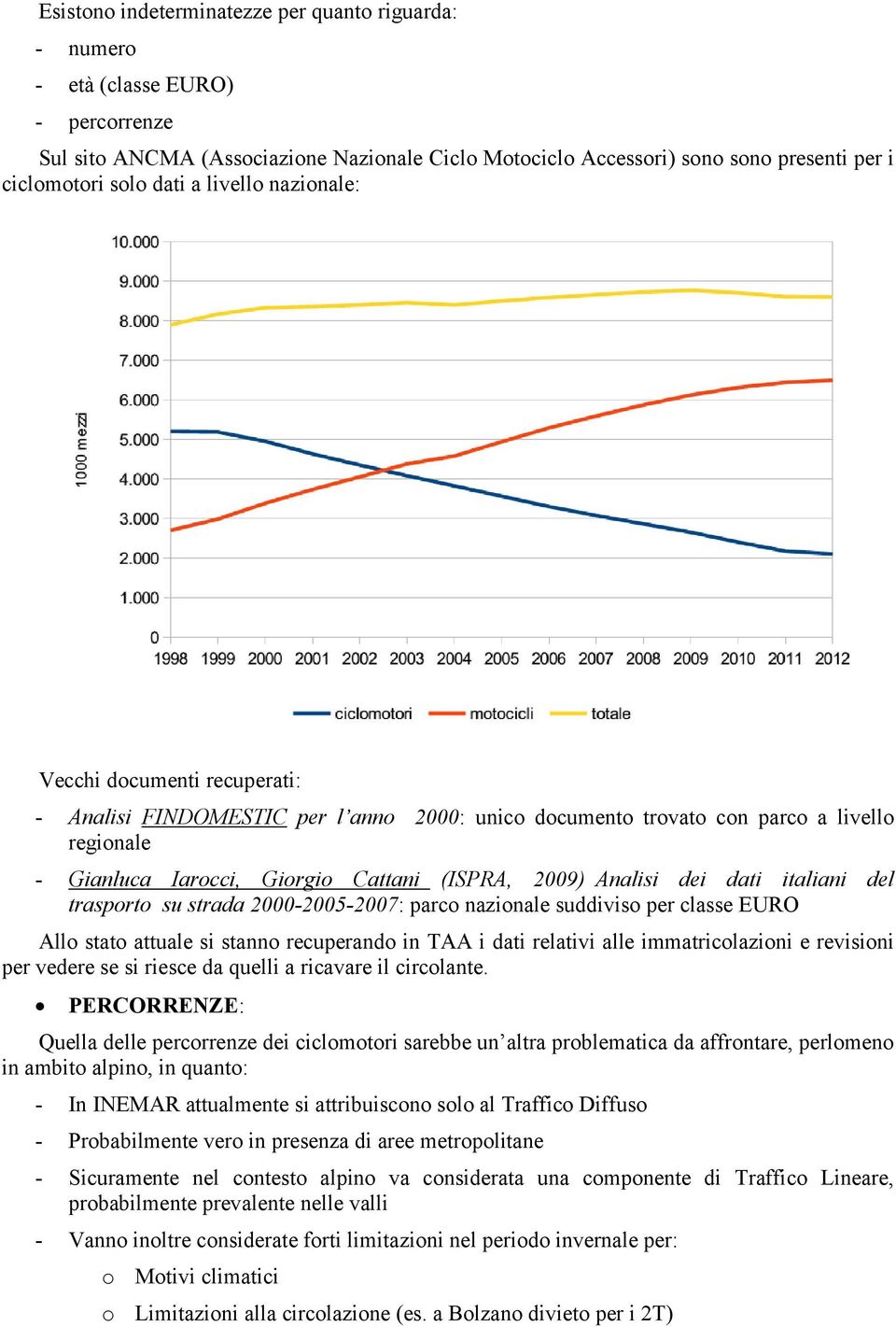 Analisi dei dati italiani del trasporto su strada 2000-2005-2007: parco nazionale suddiviso per classe EURO Allo stato attuale si stanno recuperando in TAA i dati relativi alle immatricolazioni e