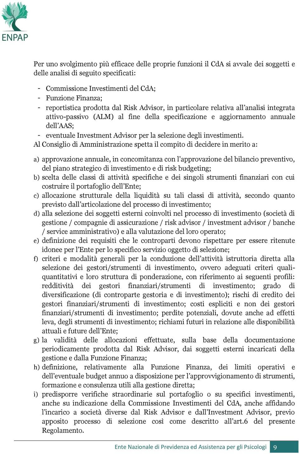 selezione degli investimenti.