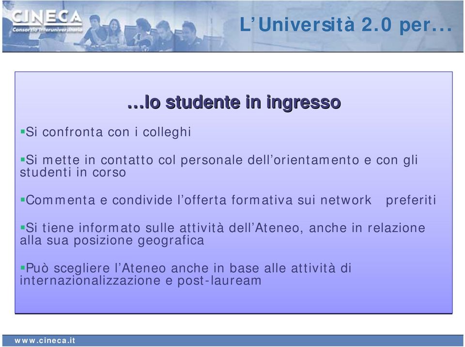 orientamento e con gli studenti in corso Commenta e condivide l offerta formativa sui network