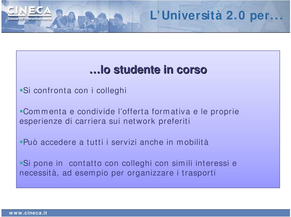 offerta formativa e le proprie esperienze di carriera sui network preferiti Può