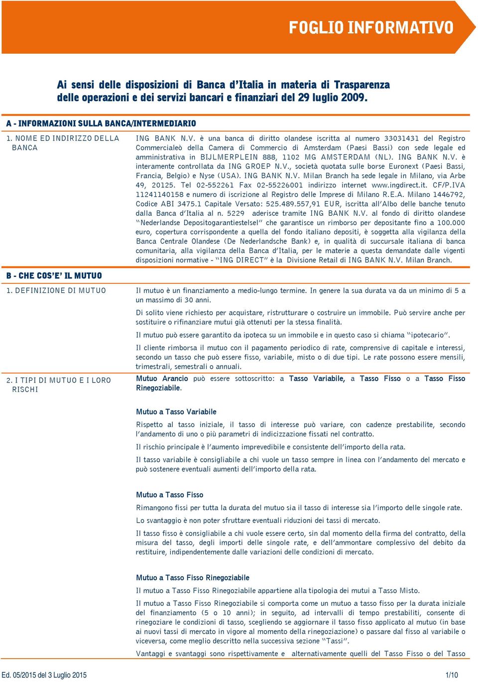 è una banca di diritto olandese iscritta al numero 33031431 del Registro Commercialeò della Camera di Commercio di Amsterdam (Paesi Bassi) con sede legale ed amministrativa in BIJLMERPLEIN 888, 1102