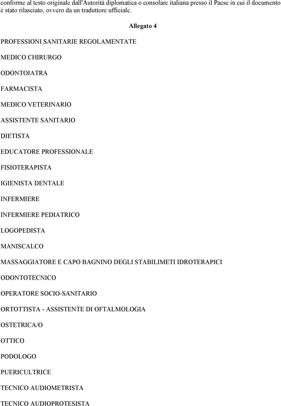 PROFESSIONI SANITARIE REGOLAMENTATE MEDICO CHIRURGO ODONTOIATRA FARMACISTA MEDICO VETERINARIO ASSISTENTE SANITARIO DIETISTA EDUCATORE PROFESSIONALE