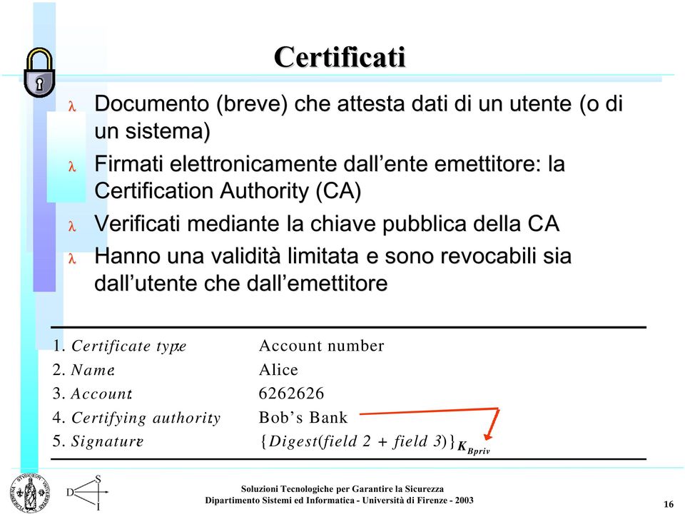 limitata e sono revocabili sia dall utente che dall emettitore 1. Certificate type : Account number 2.