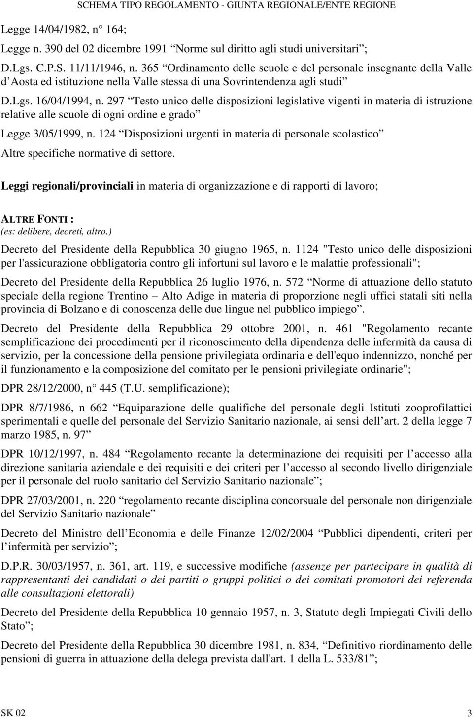 297 Testo unico delle disposizioni legislative vigenti in materia di istruzione relative alle scuole di ogni ordine e grado Legge 3/05/1999, n.