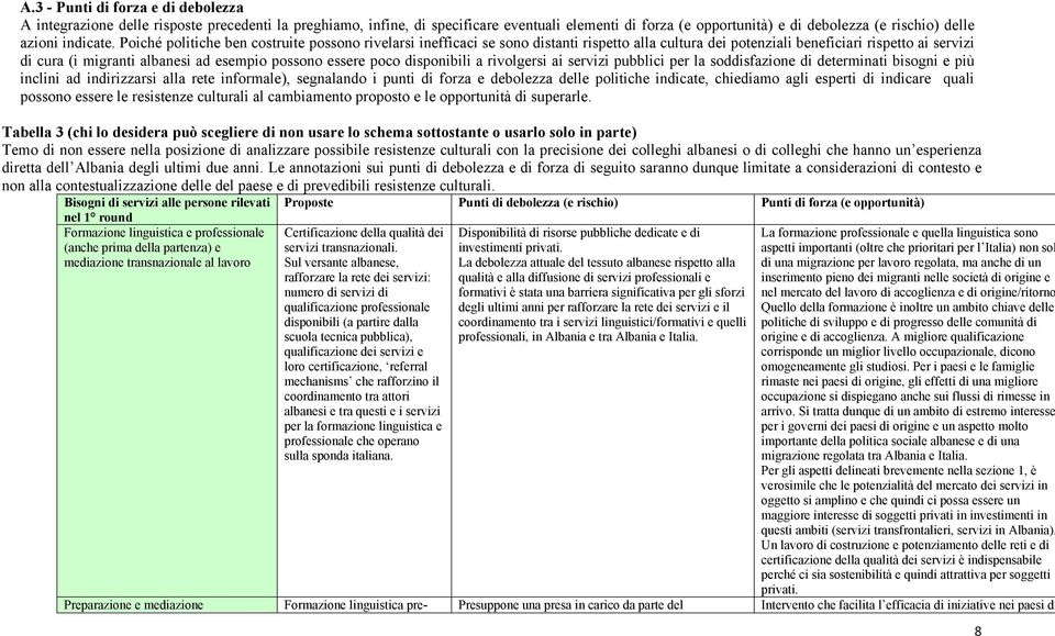 Poiché politiche ben costruite possono rivelarsi inefficaci se sono distanti rispetto alla cultura dei potenziali beneficiari rispetto ai servizi di cura (i migranti albanesi ad esempio possono