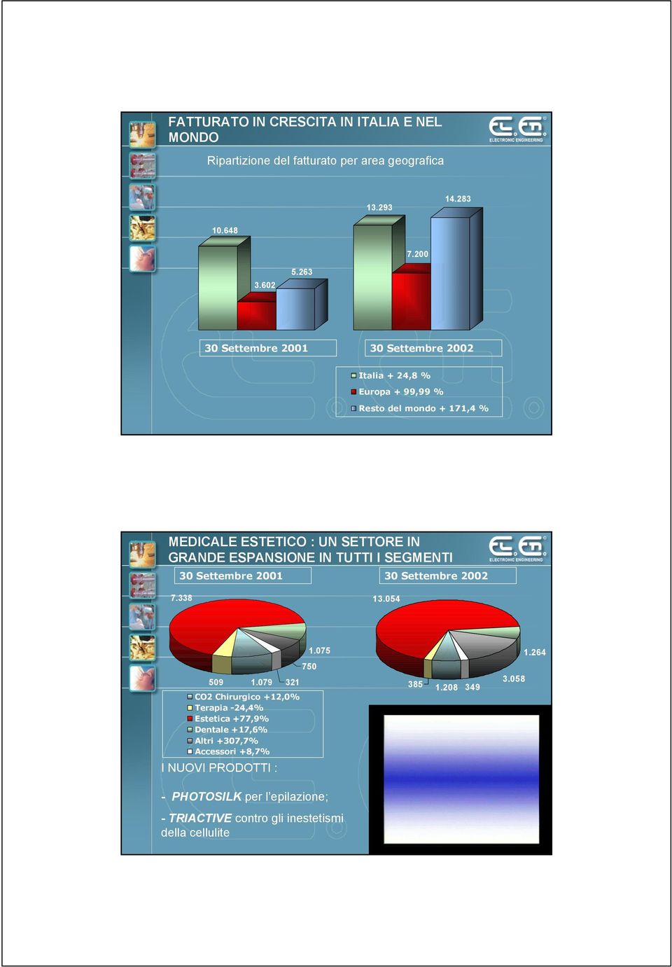 ESPANSIONE IN TUTTI I SEGMENTI 30 Settembre 2001 30 Settembre 2002 7.338 13.054 509 1.