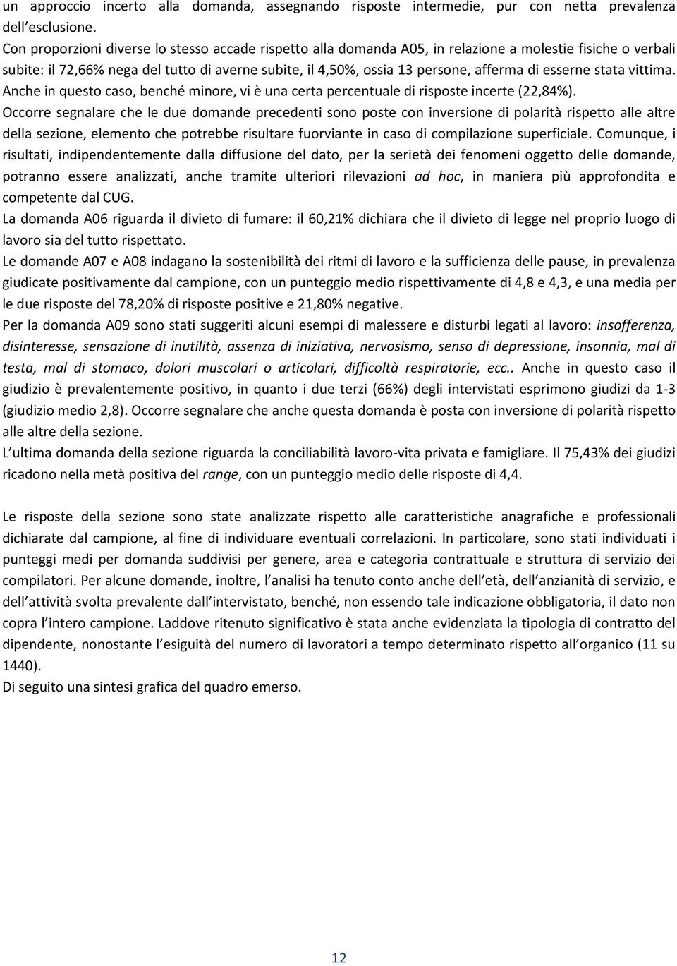 stata vittima. Anche in questo caso, benché minore, vi è una certa percentuale di risposte incerte (,8%).