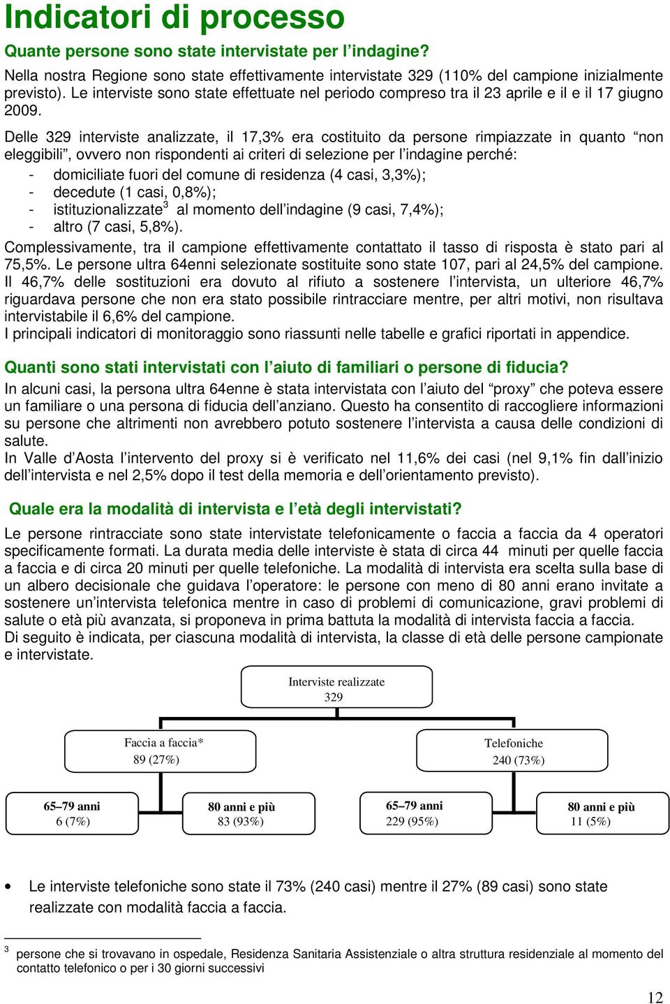 Delle 329 interviste analizzate, il 17,3 era costituito da persone rimpiazzate in quanto non eleggibili, ovvero non rispondenti ai criteri di selezione per l indagine perché: - domiciliate fuori del