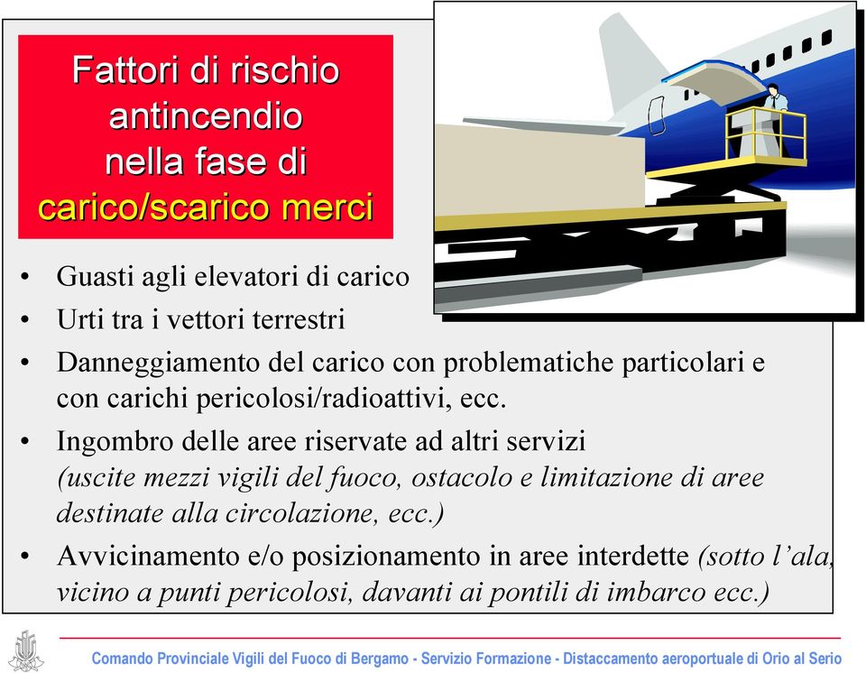 Ingombro delle aree riservate ad altri servizi (uscite mezzi vigili del fuoco, ostacolo e limitazione di aree destinate alla