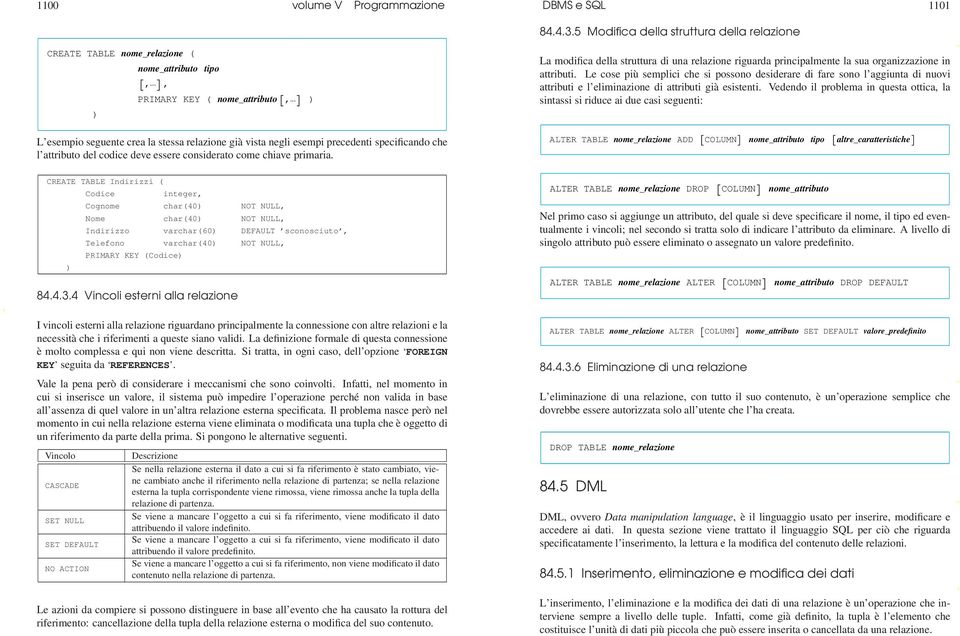 5 Modifica della struttura della relazione La modifica della struttura di una relazione riguarda principalmente la sua organizzazione in attributi.