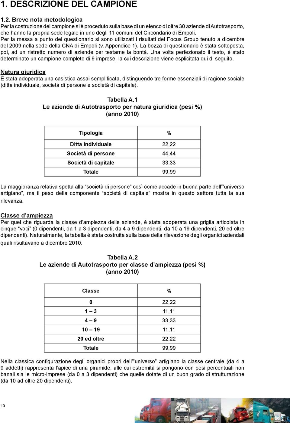 Circondario di Empoli. Per la messa a punto del questionario si sono utilizzati i risultati del Focus Group tenuto a dicembre del 2009 nella sede della CNA di Empoli (v. Appendice 1).