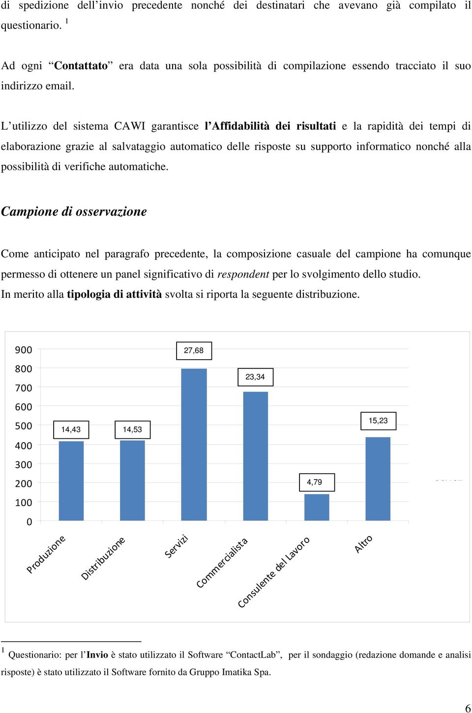 L utilizzo del sistema CAWI garantisce l Affidabilità dei risultati e la rapidità dei tempi di elaborazione grazie al salvataggio automatico delle risposte su supporto informatico nonché alla