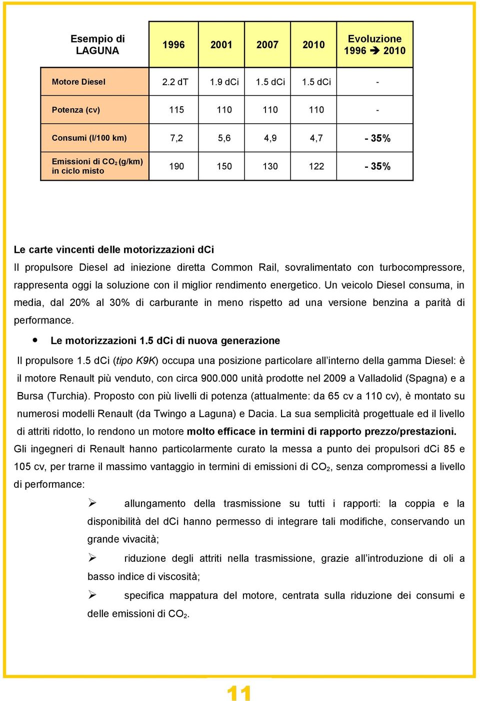 Diesel ad iniezione diretta Common Rail, sovralimentato con turbocompressore, rappresenta oggi la soluzione con il miglior rendimento energetico.