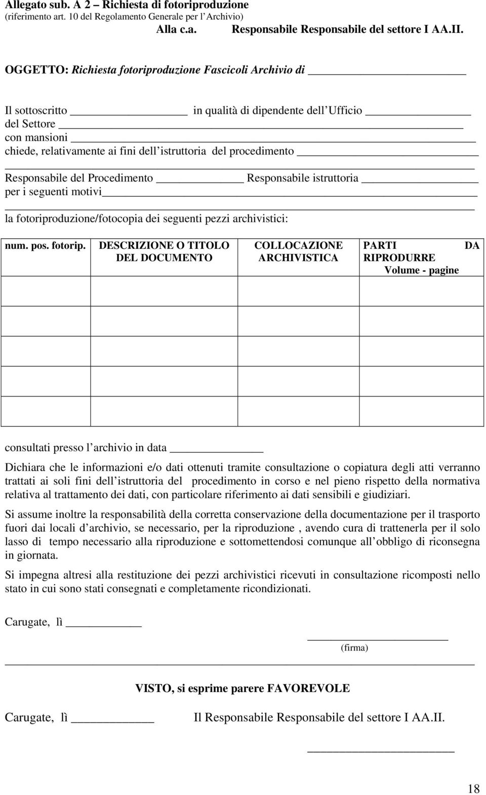 procedimento Responsabile del Procedimento Responsabile istruttoria per i seguenti motivi la fotoripr