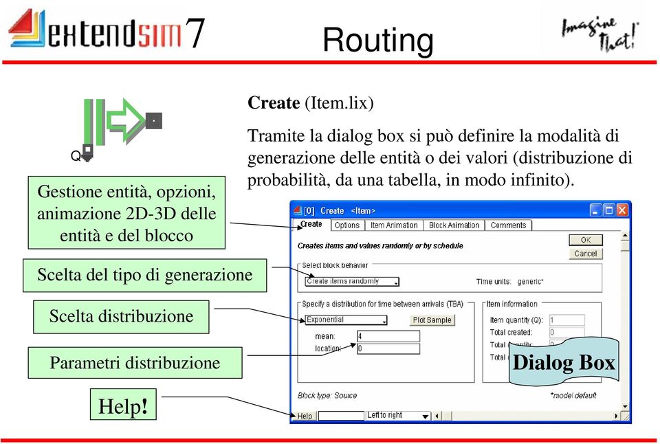 dialog box si può definire la modalità di generazione delle entità o dei valori