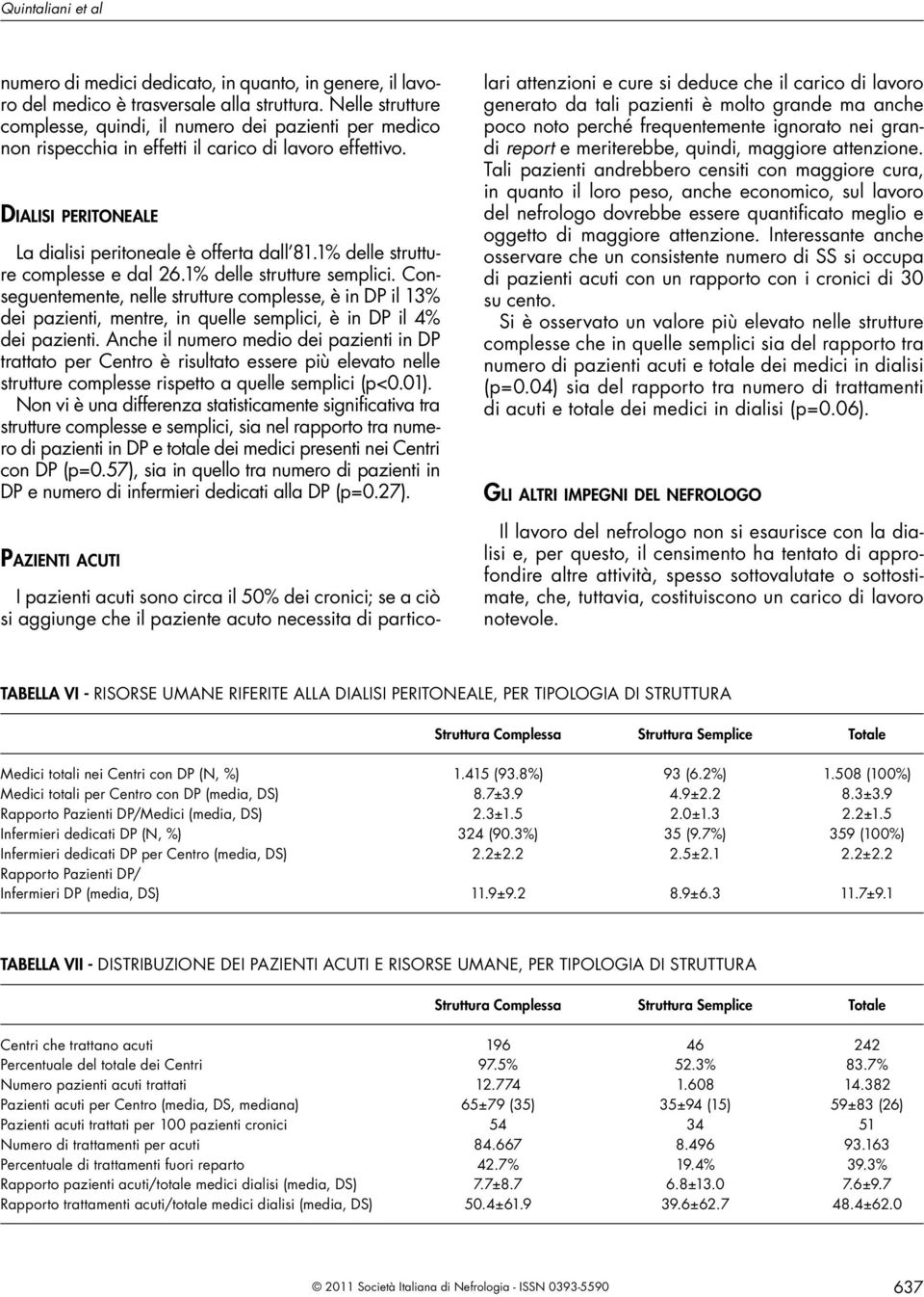 1% delle strutture complesse e dal 26.1% delle strutture semplici. Conseguentemente, nelle strutture complesse, è in DP il 13% dei pazienti, mentre, in quelle semplici, è in DP il 4% dei pazienti.