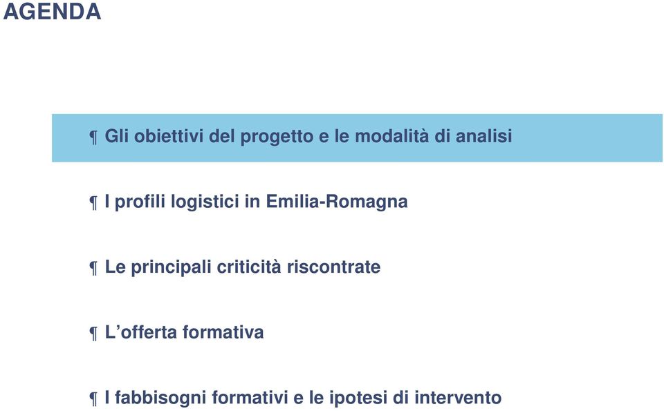 principali criticità riscontrate L offerta