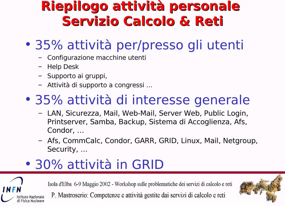 generale LAN, Sicurezza, Mail, Web-Mail, Server Web, Public Login, Printserver, Samba, Backup, Sistema di