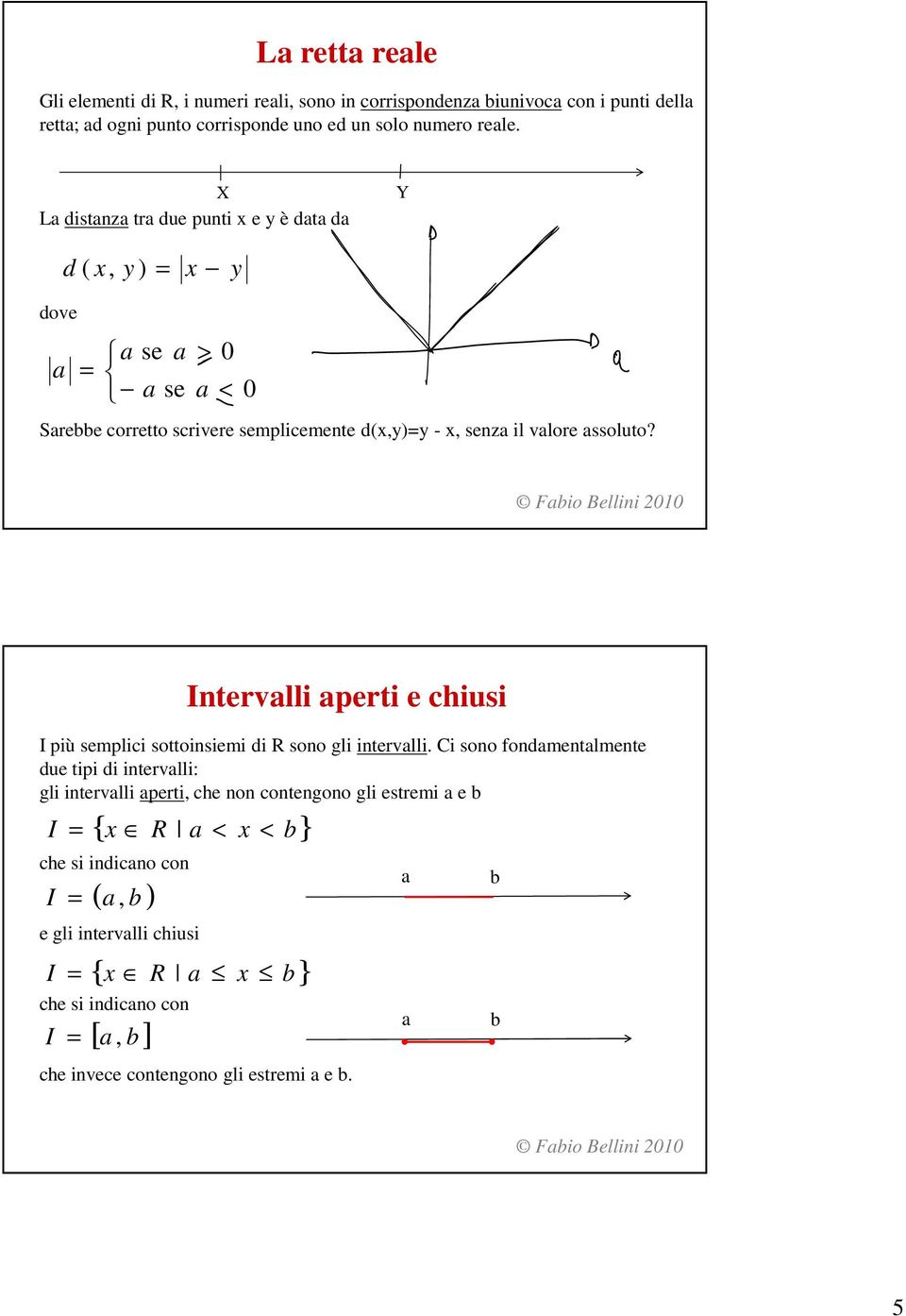 Fabio ellini 010 Intervalli aperti e chiusi I più semplici sottoinsiemi di sono gli intervalli.