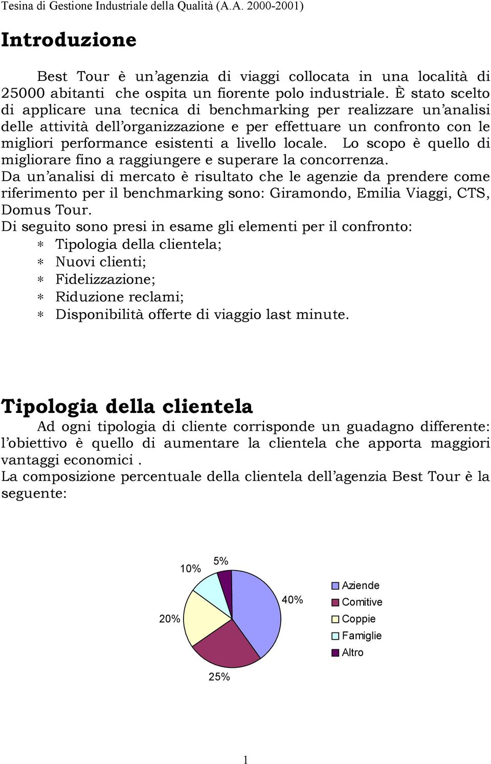 locale. Lo scopo è quello di migliorare fino a raggiungere e superare la concorrenza.