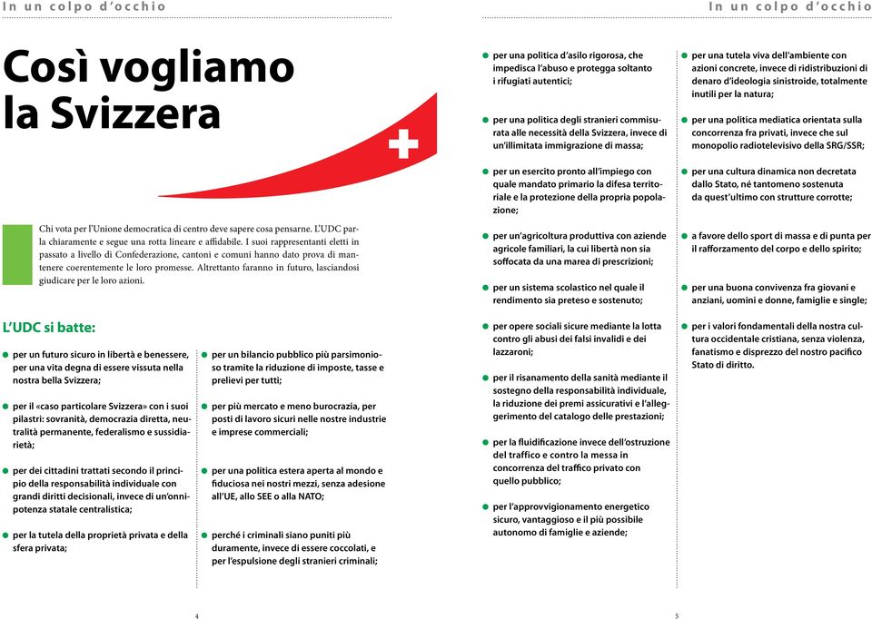 I suoi rappresentanti eletti in passato a livello di Confederazione, cantoni e comuni hanno dato prova di mantenere coerentemente le loro promesse.