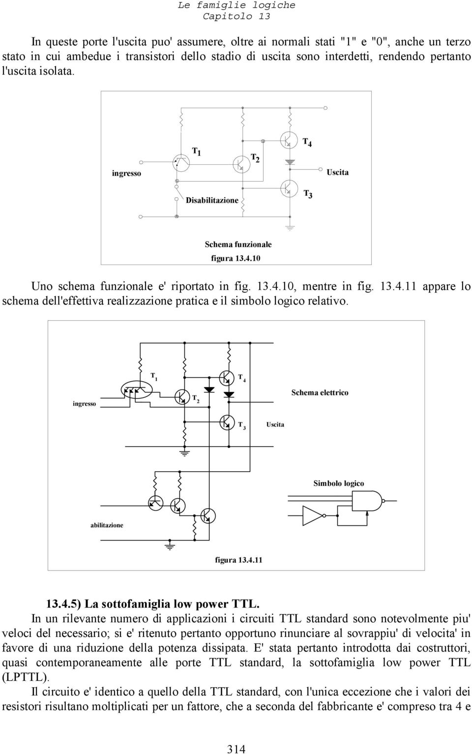 1 4 ingresso 2 Schema elettrico 3 Uscita Simbolo logico abilitazione figura 13.4.11 13.4.5) La sottofamiglia low power L.