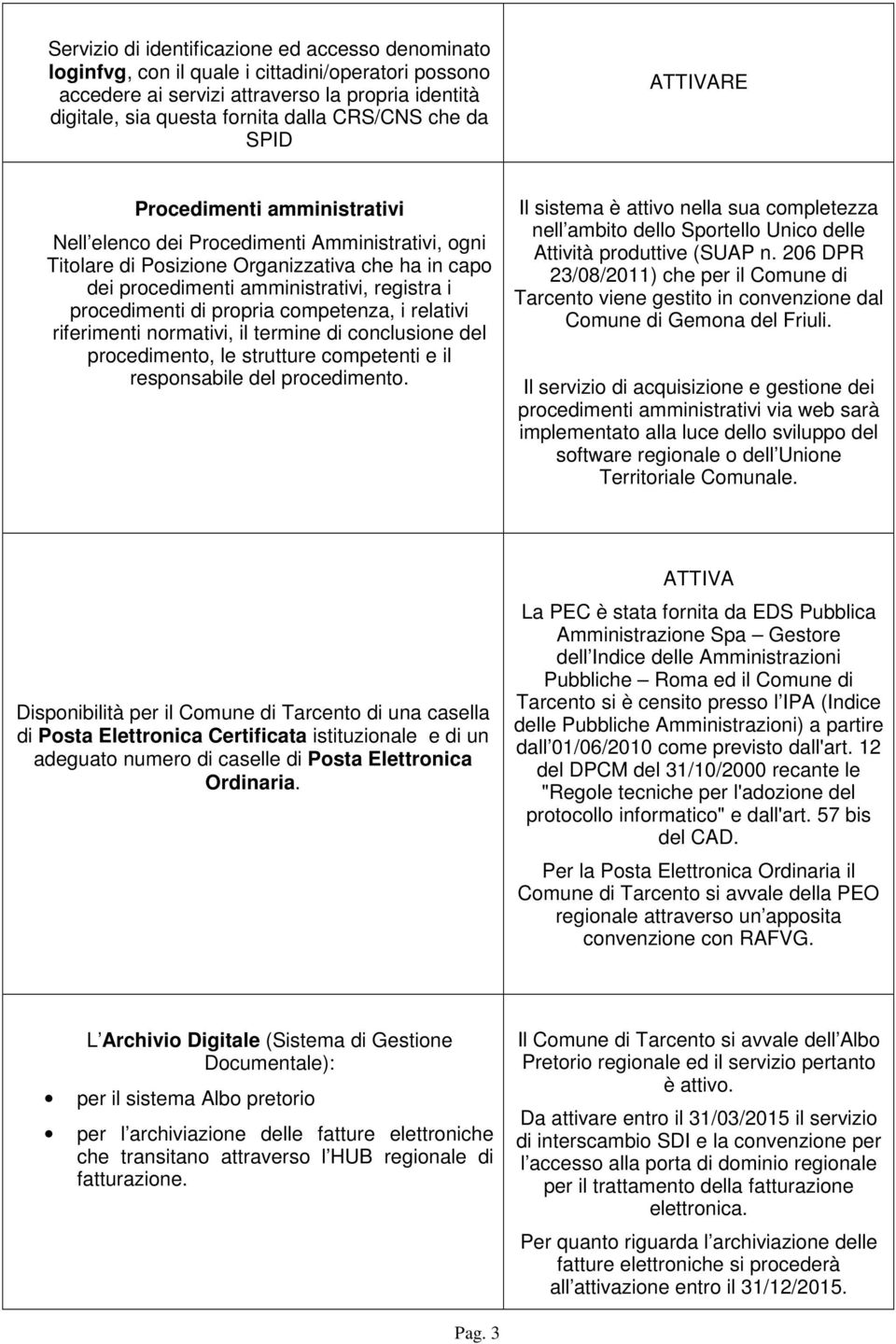 procedimenti di propria competenza, i relativi riferimenti normativi, il termine di conclusione del procedimento, le strutture competenti e il responsabile del procedimento.