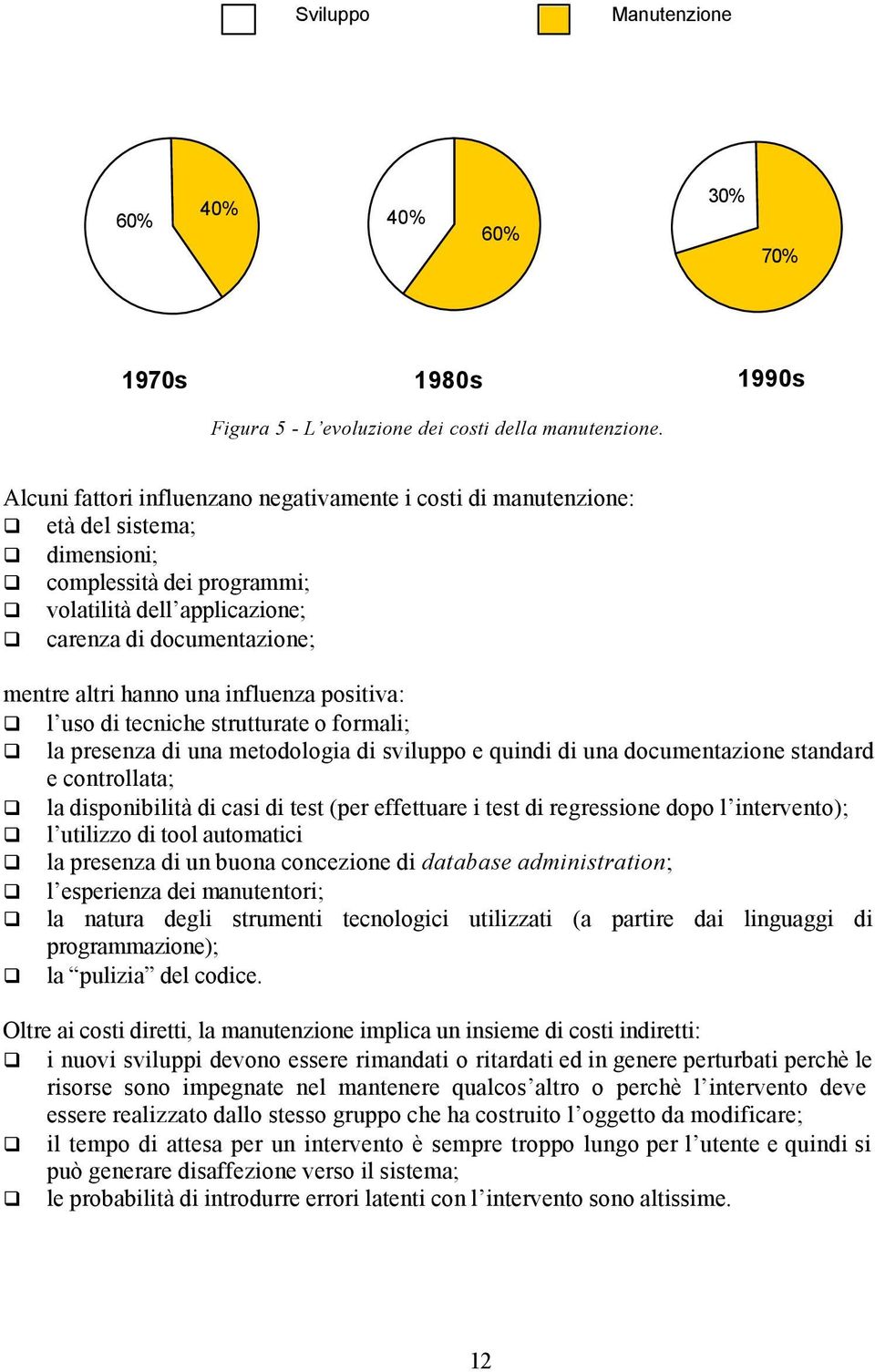 hanno una influenza positiva: l uso di tecniche strutturate o formali; la presenza di una metodologia di sviluppo e quindi di una documentazione standard e controllata; la disponibilità di casi di