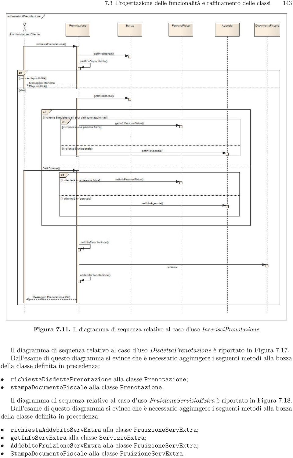 Dall esame di questo diagramma si evince che è necessario aggiungere i seguenti metodi alla bozza della classe definita in precedenza: richiestadisdettaprenotazione alla classe Prenotazione;