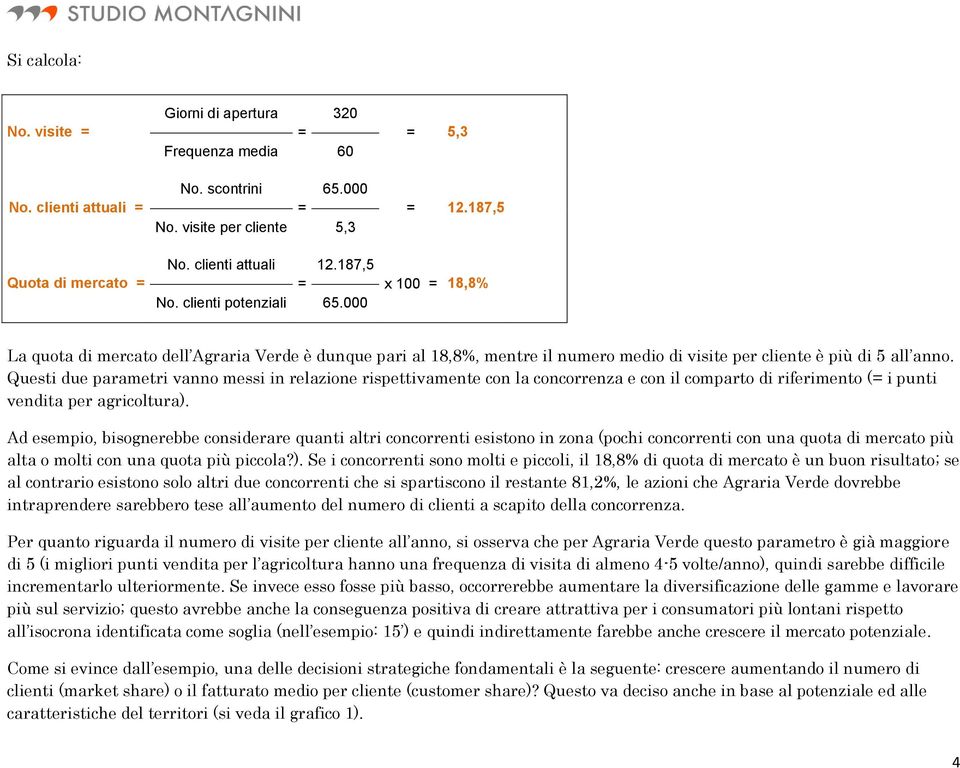 Questi due parametri vanno messi in relazione rispettivamente con la concorrenza e con il comparto di riferimento (= i punti vendita per agricoltura).