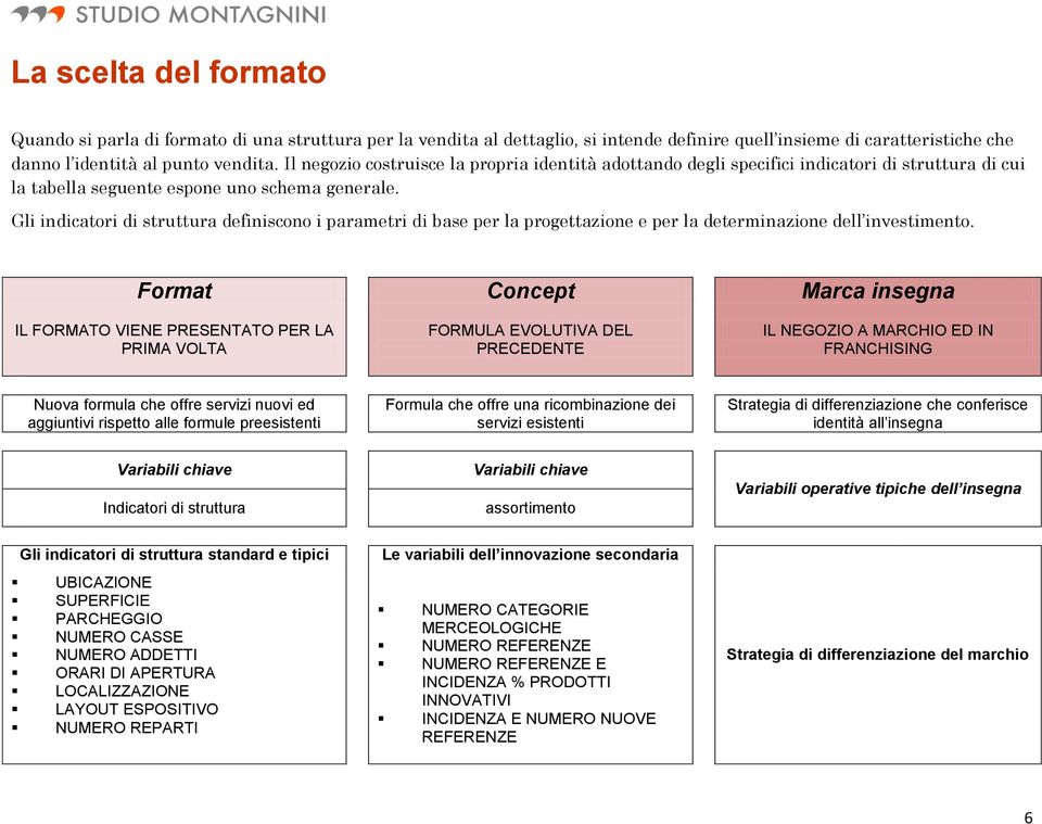 Gli indicatori di struttura definiscono i parametri di base per la progettazione e per la determinazione dell investimento.