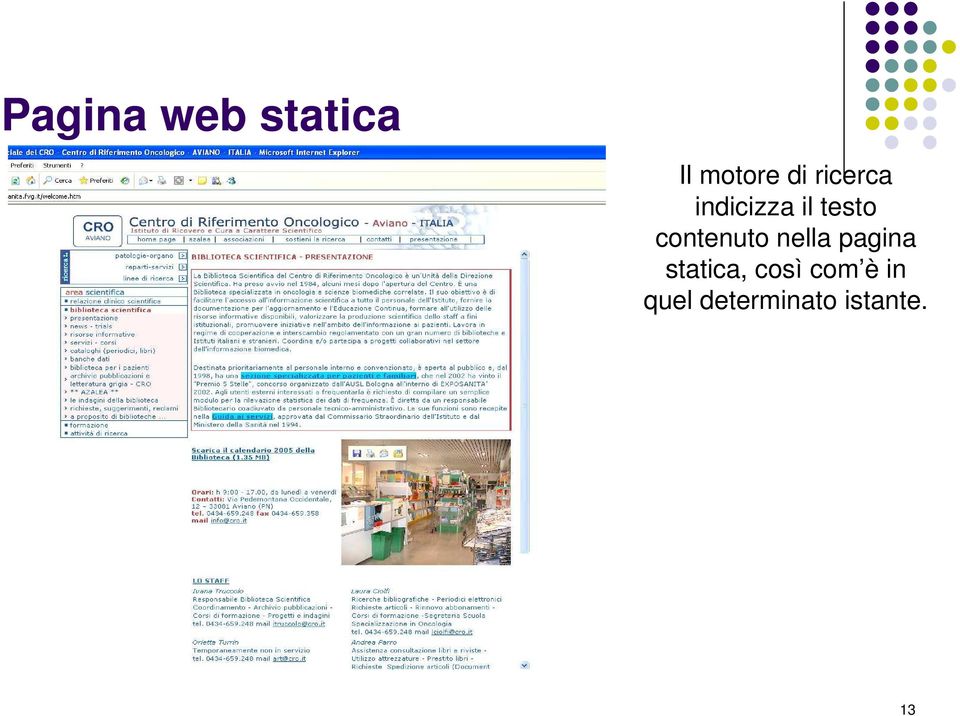 contenuto nella pagina statica,