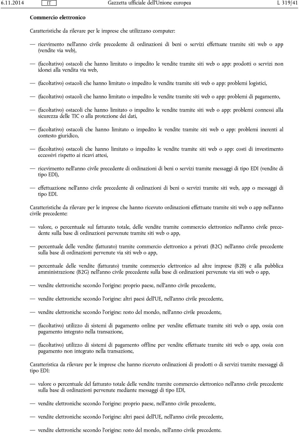 limitato o impedito le vendite tramite siti web o app: problemi logistici, (facoltativo) ostacoli che hanno limitato o impedito le vendite tramite siti web o app: problemi di pagamento, (facoltativo)