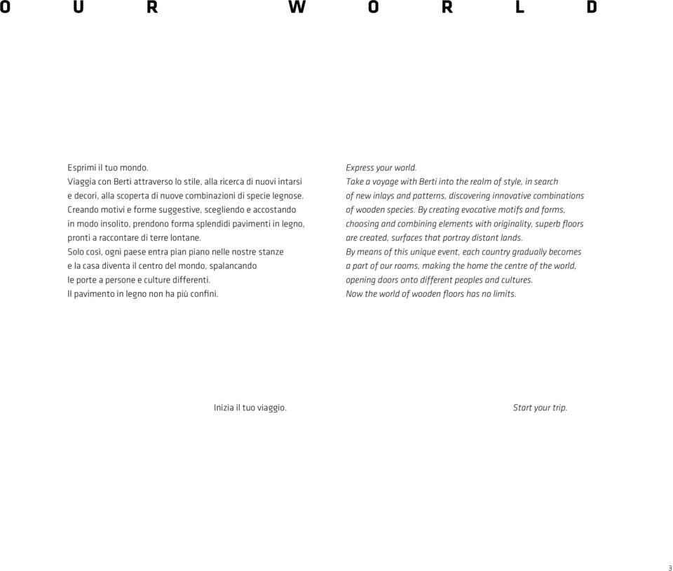 Solo così, ogni paese entra pian piano nelle nostre stanze e la casa diventa il centro del mondo, spalancando le porte a persone e culture differenti. ll pavimento in legno non ha più confini.