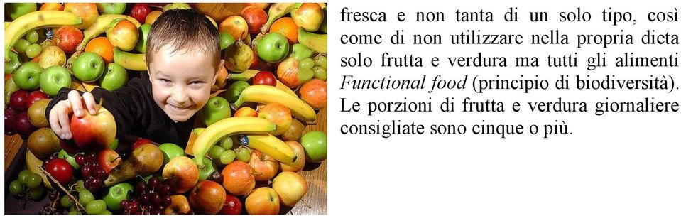 gli alimenti Functional food (principio di biodiversità).