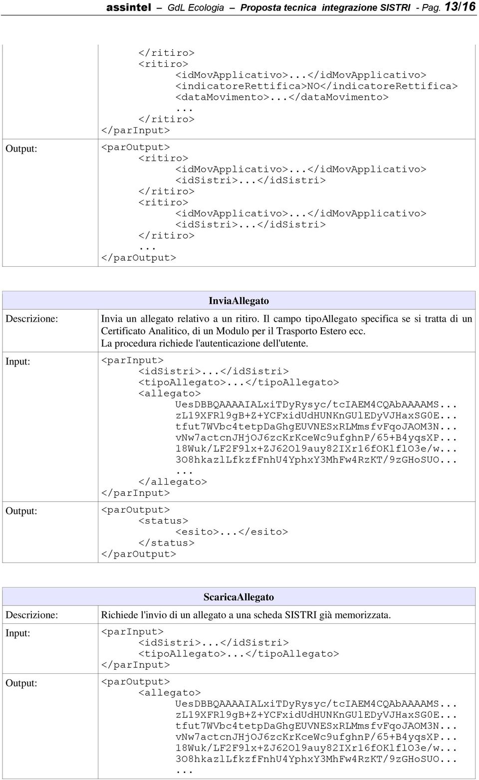 <idsistri></idsistri> </ritiro> <ritiro> <idmovapplicativo></idmovapplicativo> <idsistri></idsistri> </ritiro> InviaAllegato Invia un allegato relativo a un ritiro.