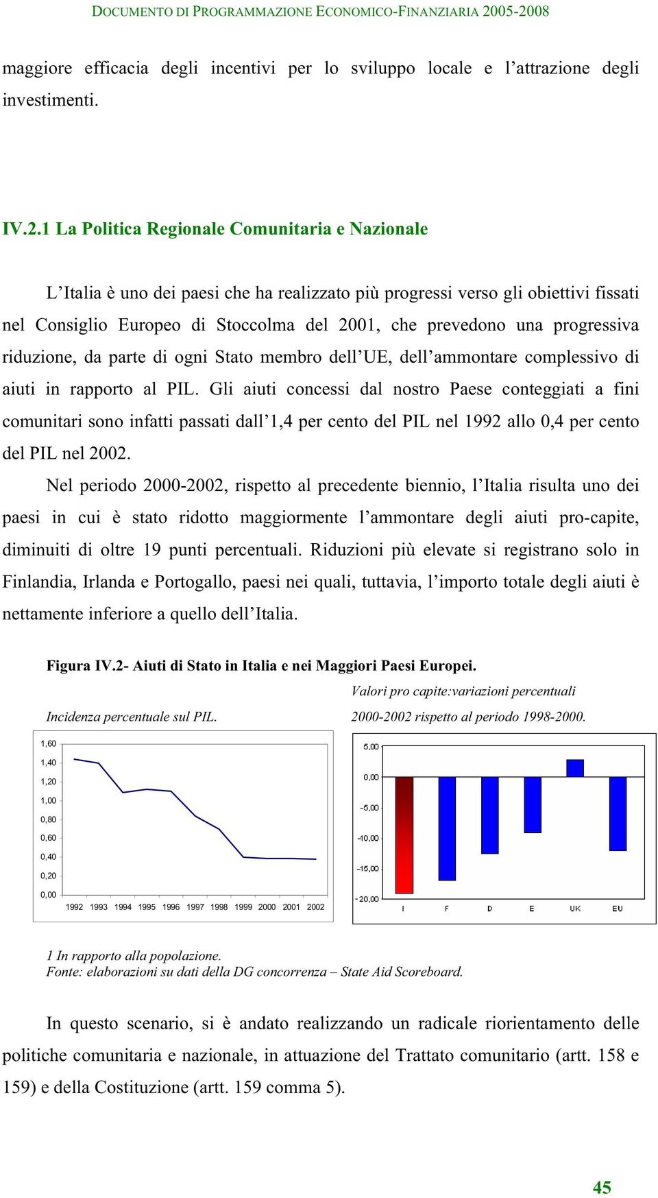 progressiva riduzione, da parte di ogni Stato membro dell UE, dell ammontare complessivo di aiuti in rapporto al PIL.