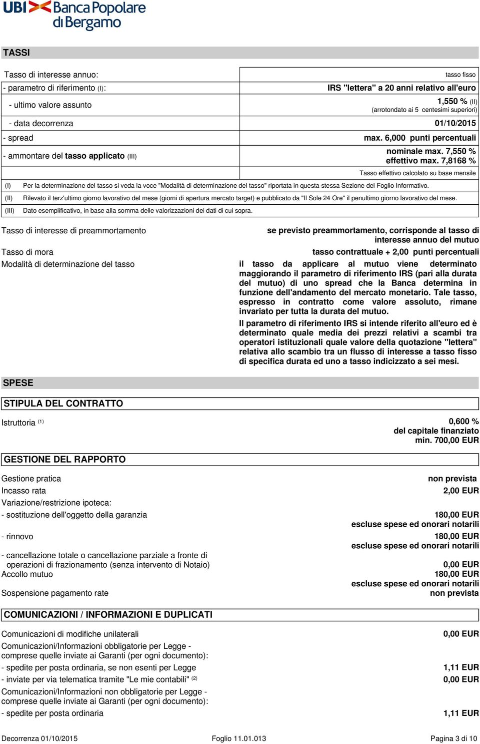 7,8168 % Tasso effettivo calcolato su base mensile Per la determinazione del tasso si veda la voce "Modalità di determinazione del tasso" riportata in questa stessa Sezione del Foglio Informativo.