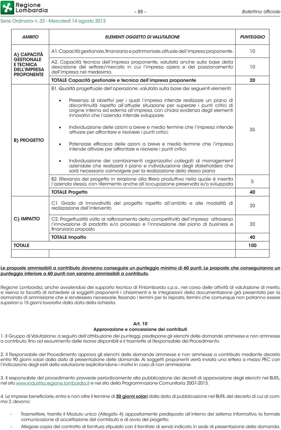 Capacità tecnica dell impresa proponente, valutata anche sulla base della descrizione del settore/mercato in cui l impresa opera e del posizionamento dell impresa nel medesimo.