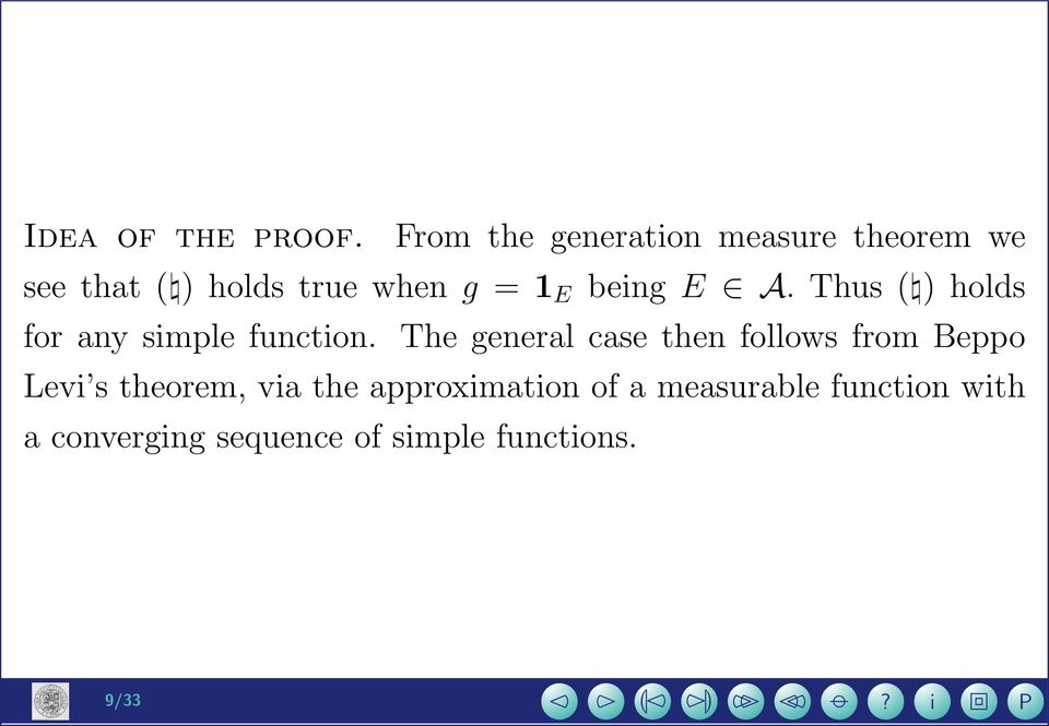 E beng E A. Thus ( ) holds for any smple functon.