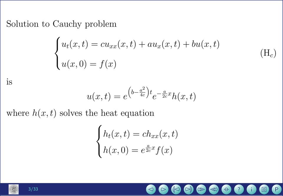 a2 4c t e a 2c x h(x, t) where h(x, t) solves the heat