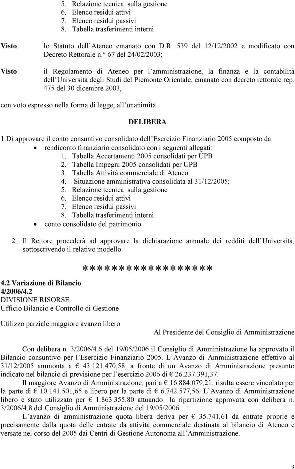 475 del 30 dicembre 2003, con voto espresso nella forma di legge, all unanimità DELIBERA 1.