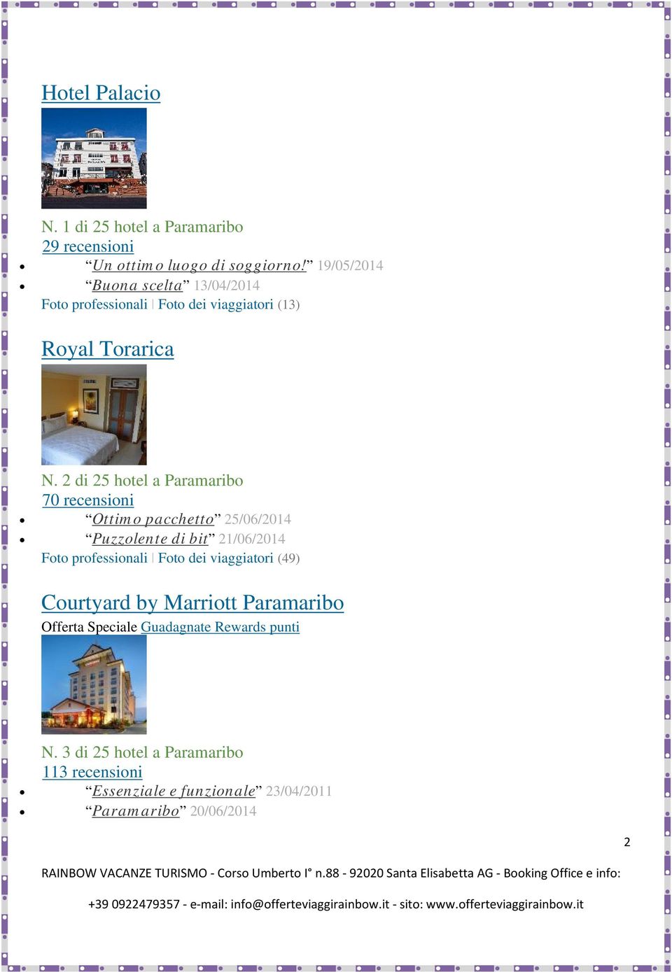 2 di 25 hotel a Paramaribo 70 recensioni Ottimo pacchetto 25/06/2014 Puzzolente di bit 21/06/2014 Foto professionali Foto dei