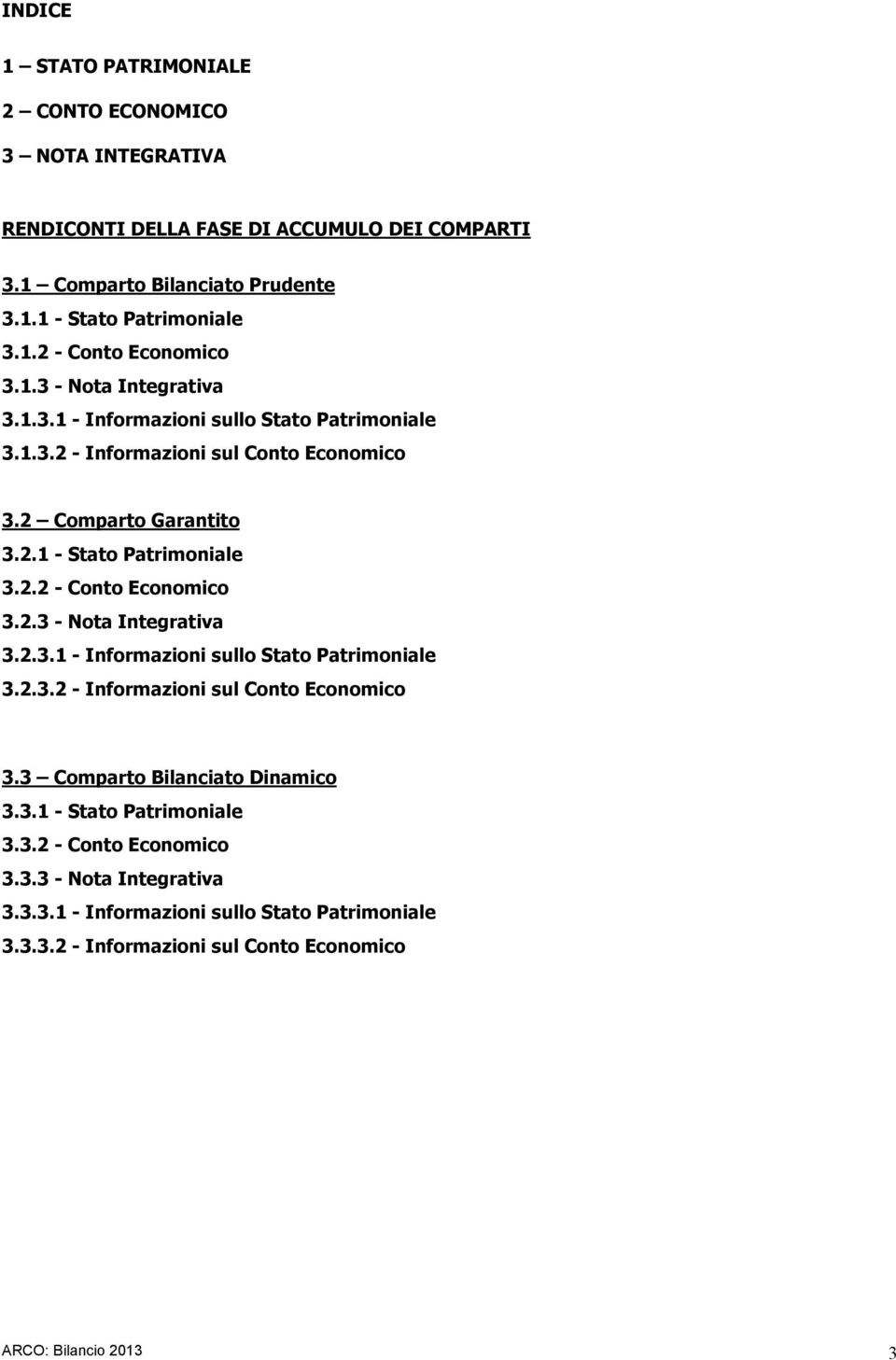 2.3 - Nota Integrativa 3.2.3.1 - Informazioni sullo Stato Patrimoniale 3.2.3.2 - Informazioni sul Conto Economico 3.3 Comparto Bilanciato Dinamico 3.3.1 - Stato Patrimoniale 3.3.2 - Conto Economico 3.