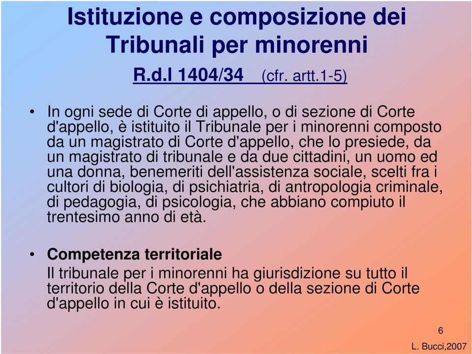 da un magistrato di tribunale e da due cittadini, un uomo ed una donna, benemeriti dell'assistenza sociale, scelti fra i cultori di biologia, di psichiatria, di antropologia