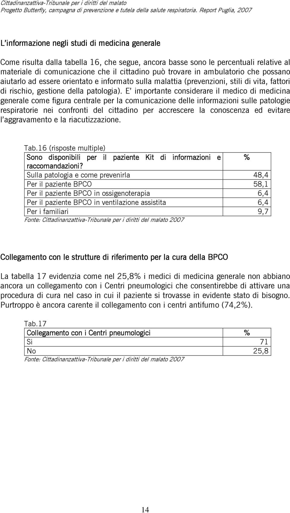 E importante considerare il medico di medicina generale come figura centrale per la comunicazione delle informazioni sulle patologie respiratorie nei confronti del cittadino per accrescere la