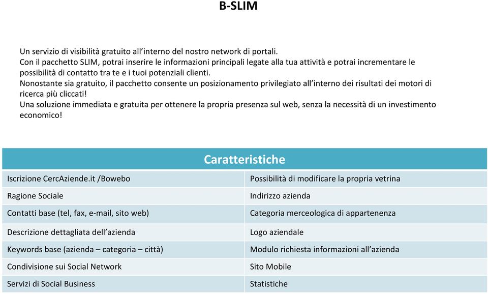 Nonostante sia gratuito, il pacchetto consente un posizionamento privilegiato all interno dei risultati dei motori di ricerca più cliccati!