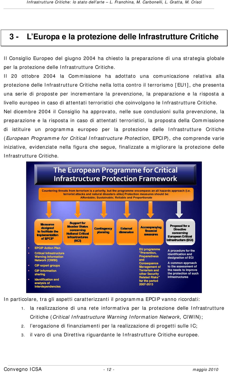 incrementare la prevenzione, la preparazione e la risposta a livello europeo in caso di attentati terroristici che coinvolgono le Infrastrutture Critiche.